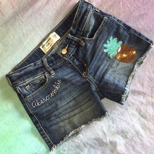 Abercrombie kids girls midi shorts denim jeans 7/8
